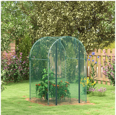 Taroo Clocks 4' X 4' Crop Cage, Plant Protection Tent With Zippered Door And Galvanized Steel Frame, Fruit Cage Netting Cover For Garden, Yard, Lawn, Green