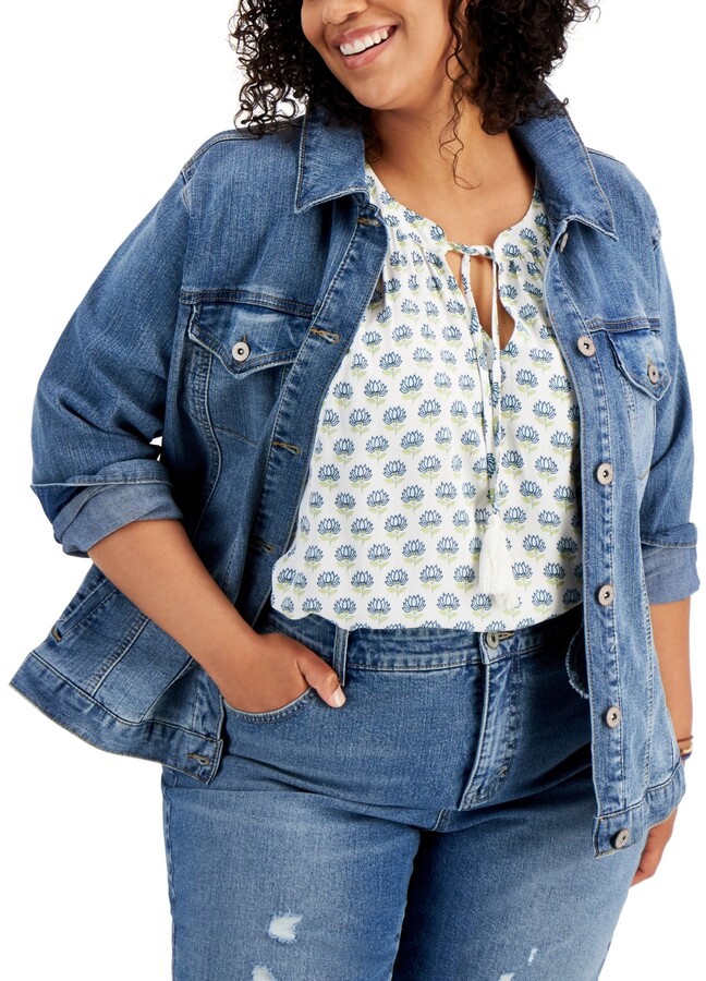 macys plus size denim jacket