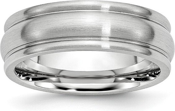 Black Bow Jewelry Co. BlackBowJewelry7mmCobaltSatin&PolishedRoundedEdgeComfortFitBandSize10.5