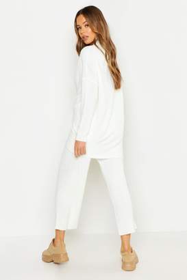 boohoo Roll Neck Oversized Wide Leg Knitted Set
