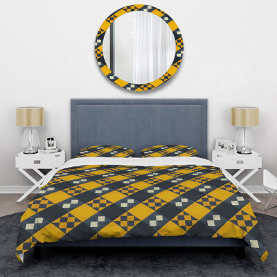 Design Art Yellow Modern Houndstooth I - Modern Duvet Cover Set