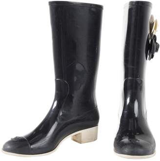 Chanel Black Rubber Boots