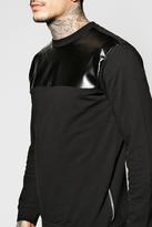 Thumbnail for your product : boohoo PU Panel Sweatshirt With Side Zips