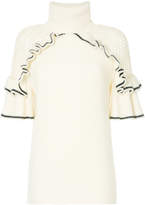 Thumbnail for your product : Self-Portrait ruffle trim knitted top