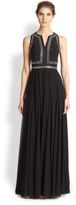 Thumbnail for your product : Rebecca Taylor Slit-Neck Silk Gown