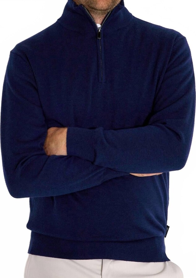 Abacus Sportswear US Liffin Knitted Half-Zip Windstopper Sweater In Navy