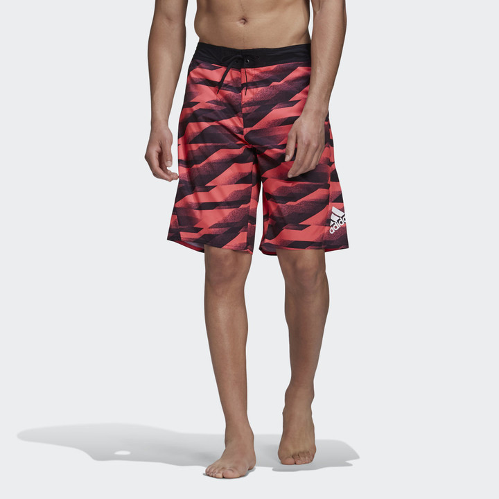 adidas Knee Length Graphic Board Shorts Signal Pink 30" Mens
