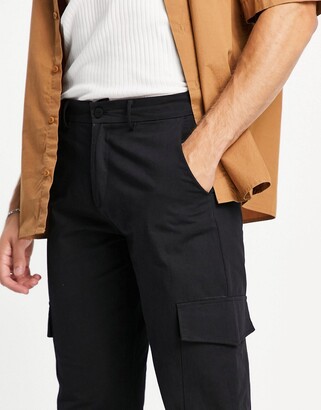 Sixth June utility relaxed fit cargo pants in black