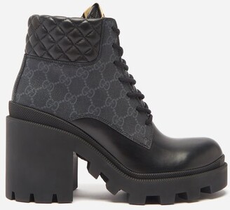 Gucci Trip Gg-monogram Quilted-leather Ankle Boots - Black