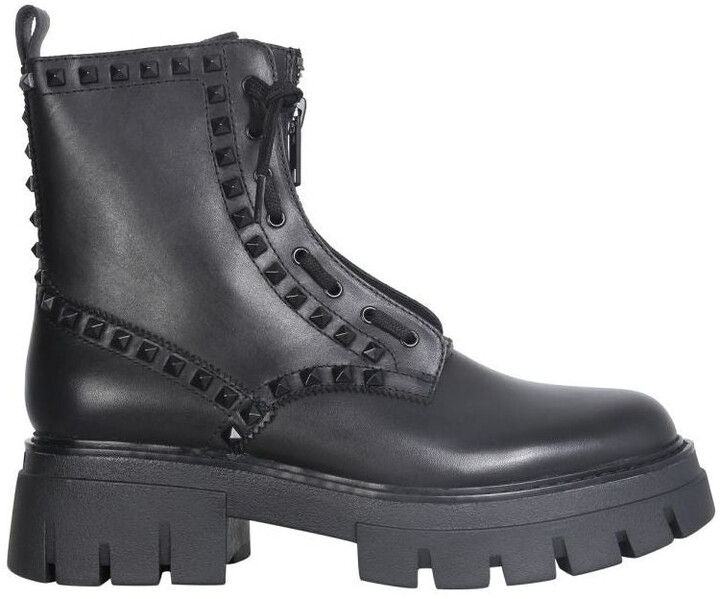 front zip combat boots