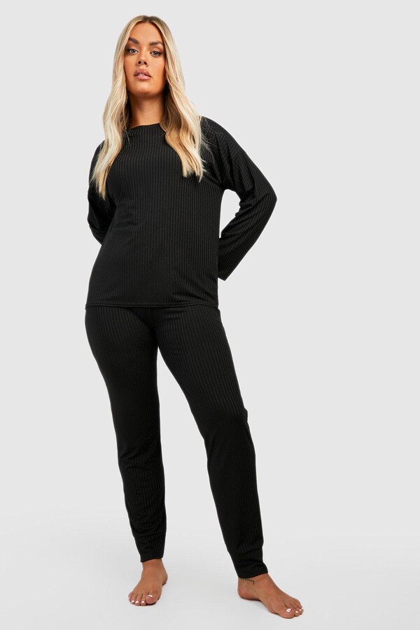 Plus Size Knitted Lounge Suits Boohoo Plus Soft Rib Lounge Set