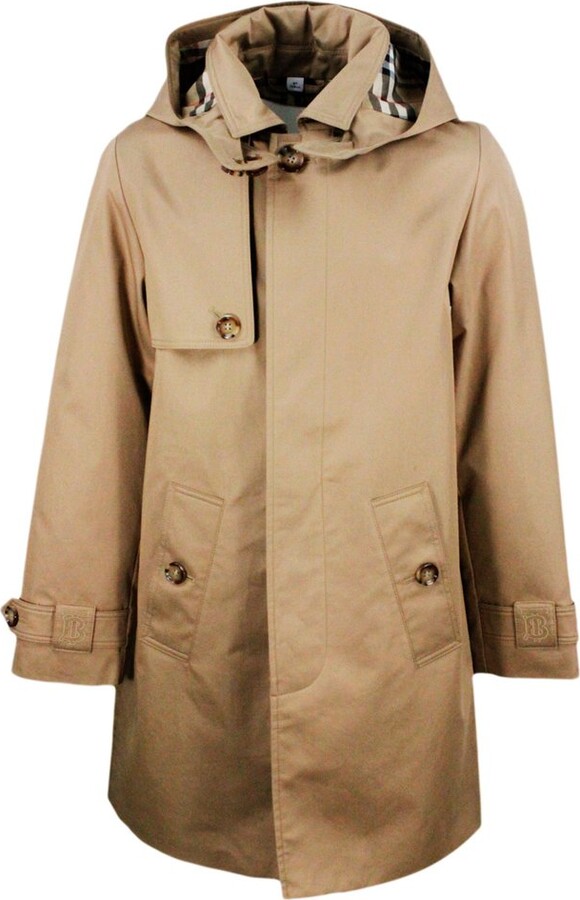 Burberry Children Long-Sleeved Detachable-Hood Car Coat