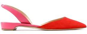 Paul Andrew Rhea Two-tone Suede And Leather Slingback Point-toe Flats