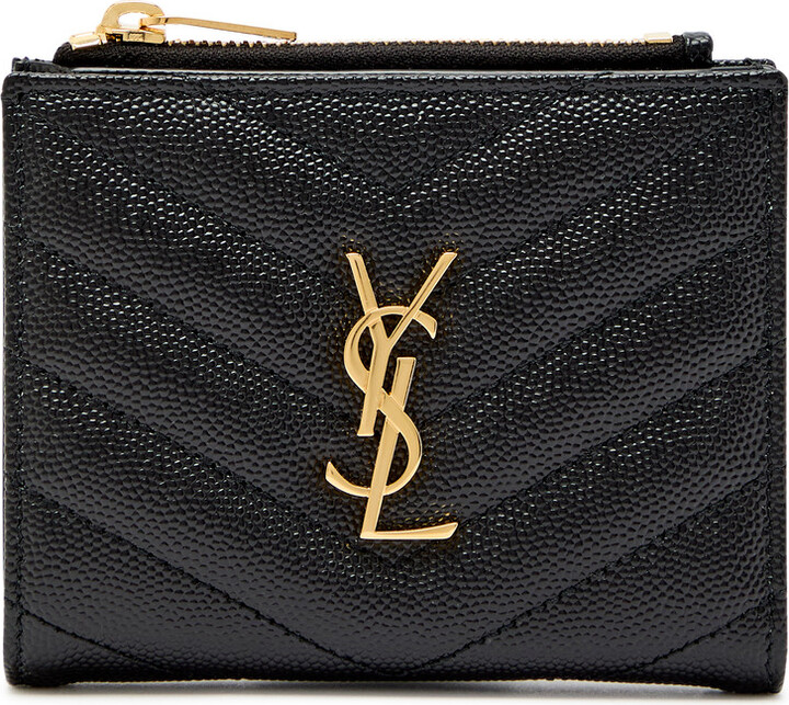 Saint Laurent Cassandre Pebbled Leather Wallet