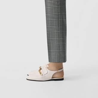 Burberry Link Detail Leather Slingback Loafers