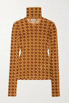 Thumbnail for your product : Nanushka Hanny Cutout Printed Recycled Mesh-jersey Turtleneck Top - Orange