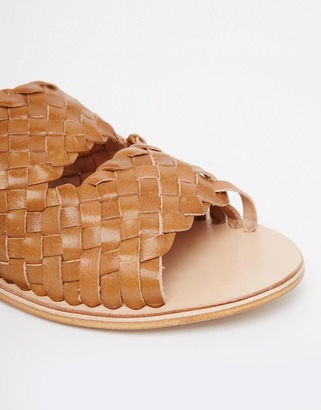 Park Lane Weave Leather Flat Sandals