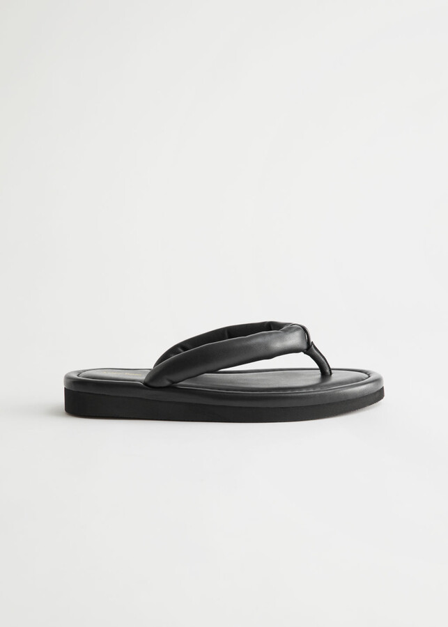 And other stories Padded Strap Leather Flip Flops ShopStyle Sandals