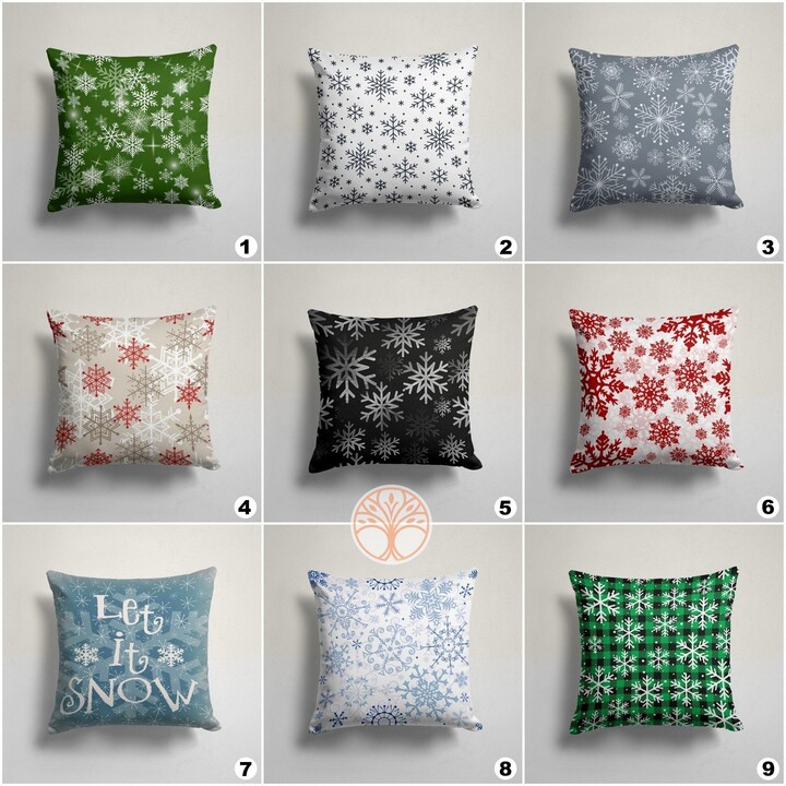 Etsy Snowflake Pillow Cover|Christmas Pillowcase|xmas Home Decor|Decorative Winter Trend Cushion Case|Colorful Print Throw Pillowtop