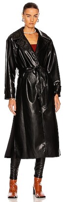 Jonathan Simkhai Paulette Vegan Leather Trench Coat in Black