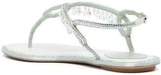 Rene Caovilla Crystal-Embellished Flat Leather Sandals