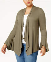 Thumbnail for your product : INC International Concepts Plus Size Ribbed Bell-Sleeve Cardigan, Created for Macy's