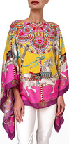 Thumbnail for your product : Rani Arabella Carousel-Print Cashmere-Blend Scarf Poncho