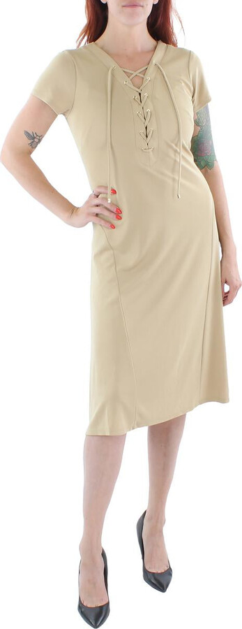 Womens Jersey Lace-Up Midi Dress