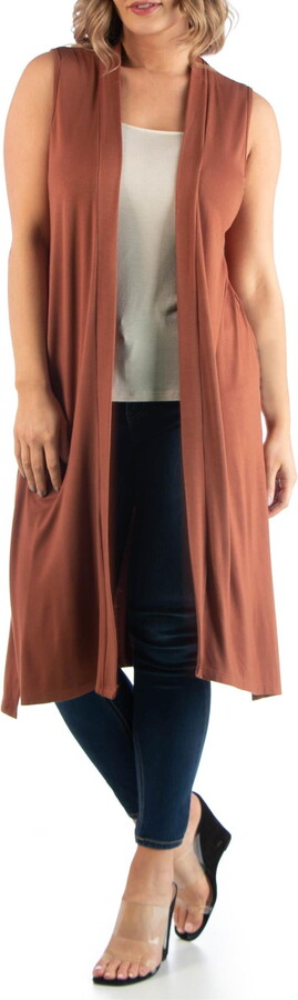 24/7 Comfort Apparel Women’s Plus Size Long Sleeveless Cardigan Vest