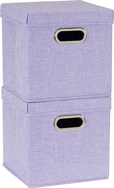Household Essentials Medium Stackable Folding Fabric Storage Bin, 11" x 11.4"x 11.4", 24.75 Qt., Purple, 2/Pack (814-1)