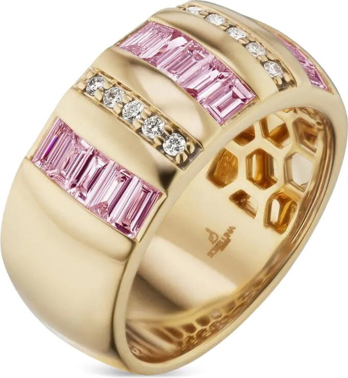 Sorellina 18K yellow gold sapphire and diamond ring