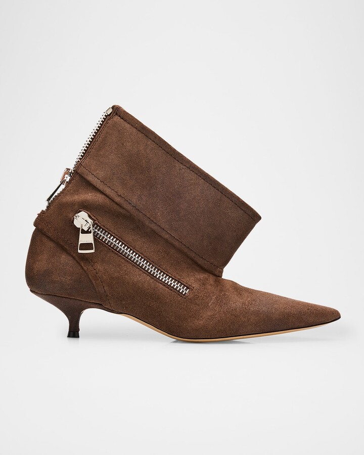 J.W.Anderson Biker Suede Kitten-Heel Booties