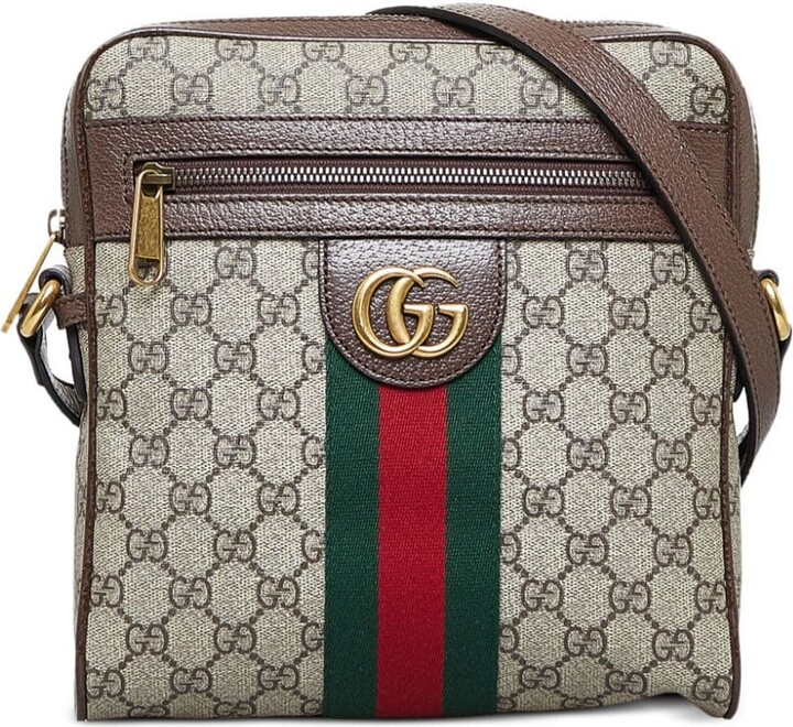 GUCCI Gucci Interlocking G Mini Bag Shoulder Beige & Ebony GG Supreme  Canvas Fabric Leather 671674 Brown Gold Hardware