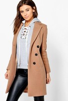 Thumbnail for your product : boohoo Petite Double Breasted Camel Duster Coat