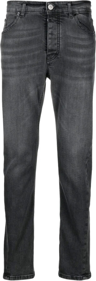 PMD Personal Microderm Raised-Logo Washed-Denim Jeans