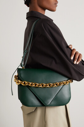 【BOTTEGA VENETA】MOUNT SHOULDER BAG Bottega Veneta Mount Large Leather Shoulder Bag - Green