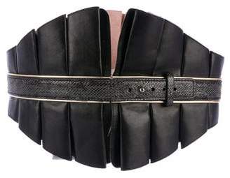 Temperley London Leather Ruffled Waist Belt