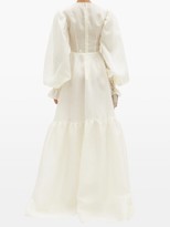 Thumbnail for your product : Giles Kristen Balloon-sleeve Silk-organza Gown - Ivory