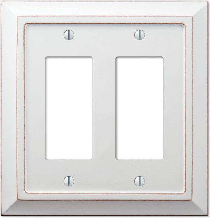 Savannah 2 Gang Rocker Wood Wall Plate - White
