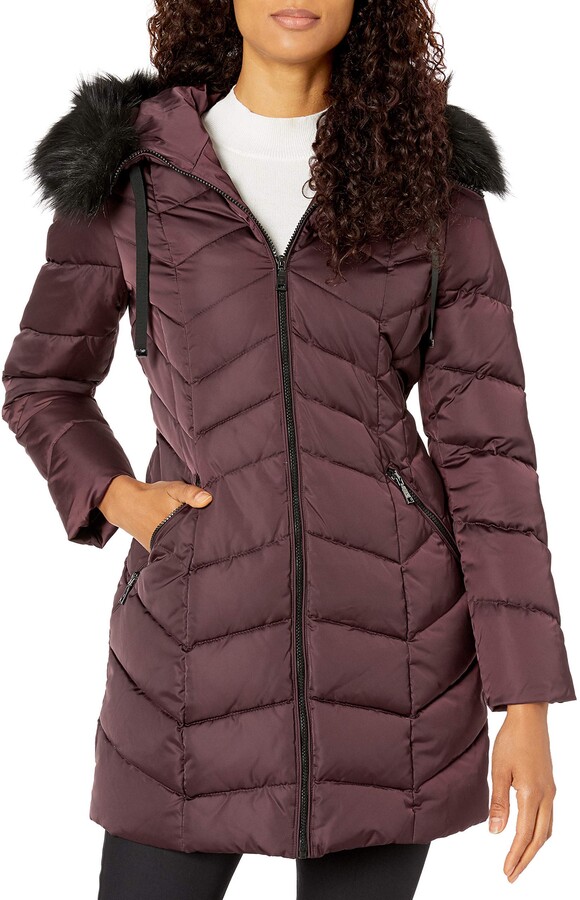 T Tahari Women's Heavy Weight Puffer Coat with Faux Fur Hood - ShopStyle
