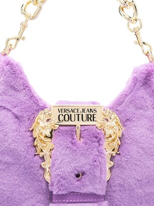 Versace Jeans Couture Baroque-buckle faux-fur shoulder bag