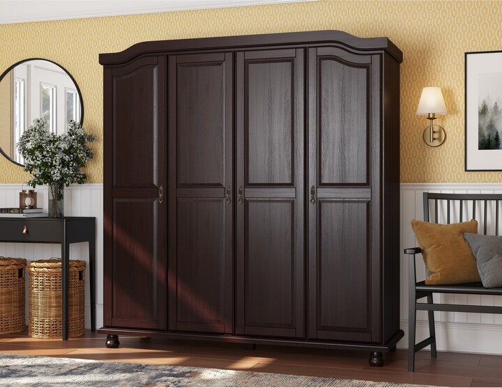 100 Solid Wood Kyle 4Door Wardrobe Armoire with Raised Panel or