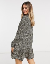 Thumbnail for your product : New Look frill detail smock mini dress in leopard floral