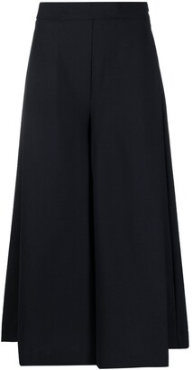 Semi-Couture Cropped Wide-Leg Trousers