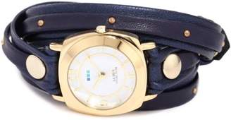 La Mer Women's LMODYSLY001 Studded and Layered Wraps Navy Shimmer Studded Case Watch