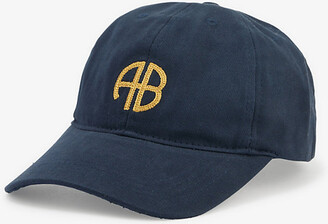Anine Bing Womens Washed Navy Jeremy Branded Cotton Baseball cap