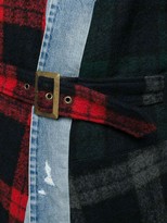 Thumbnail for your product : Greg Lauren Contrast Tartan Patterned Belted Coat