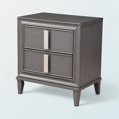 Red Barrel Studio Kliebert Dark Grey 2 Drawer Nightstand