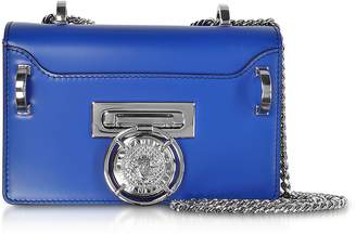 Balmain Electric Blue Smooth Leather Baby Box Flap Shoulder Bag