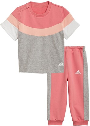 adidas Girls Infant Summer Jog Set - Pink/Grey